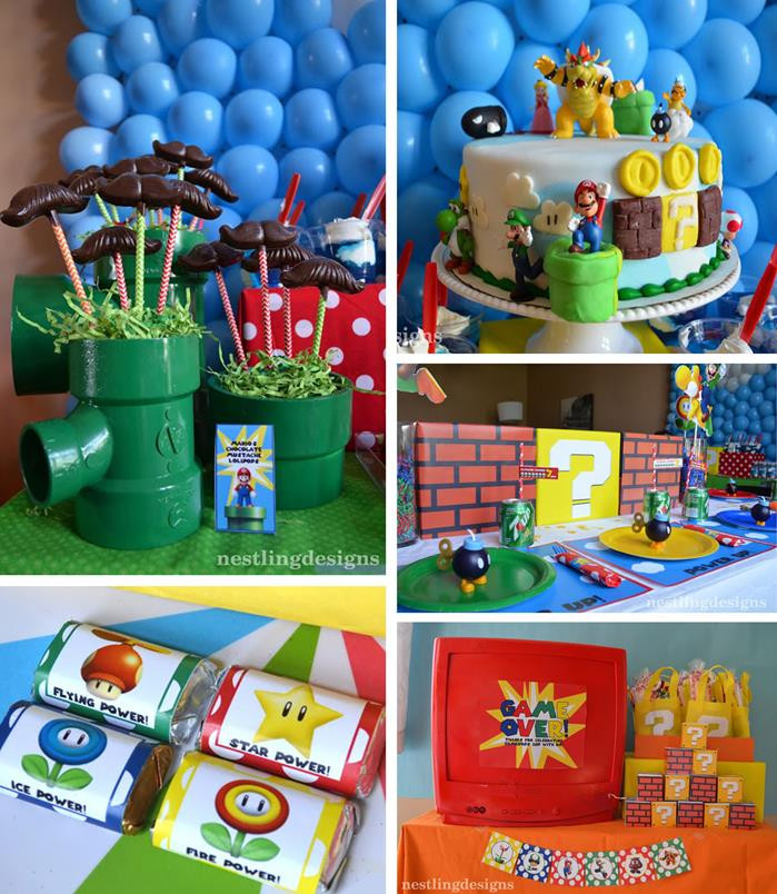 Super Mario Brothers Birthday Party
 Kara s Party Ideas Super Mario Party Planning Ideas Cake