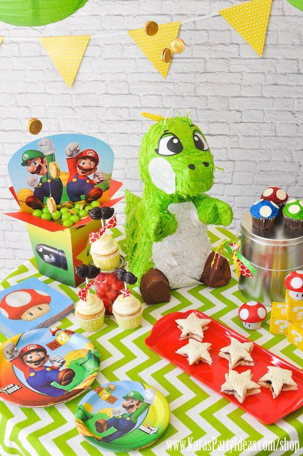 Super Mario Brothers Birthday Party
 Kara s Party Ideas Super Mario Bros Themed Birthday Party