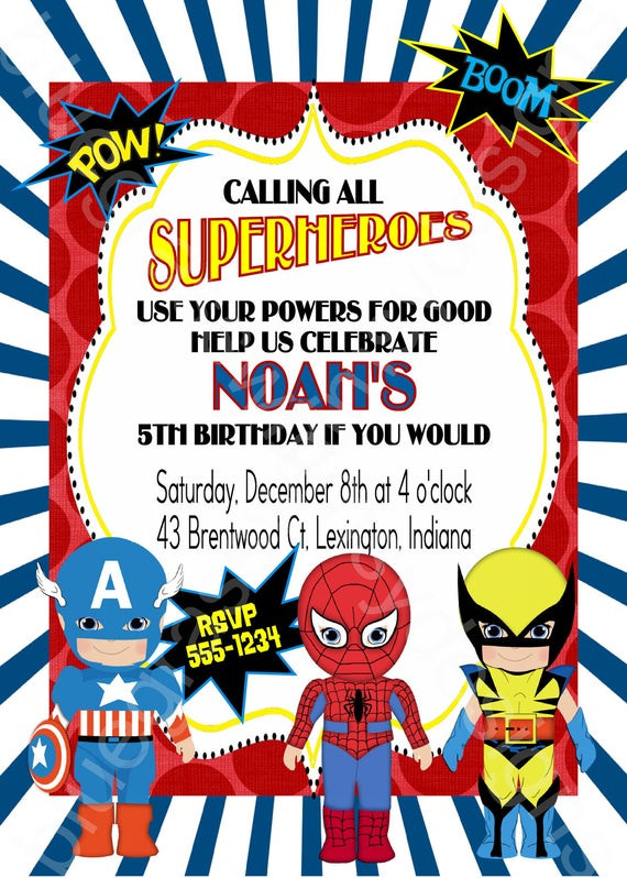 Superhero Birthday Invitation
 Calling All Superheroes Birthday Party Invitation boy or