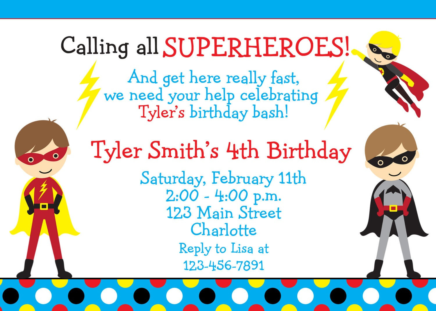 Superhero Birthday Invitation
 Superhero birthday party invitation super hero superheros