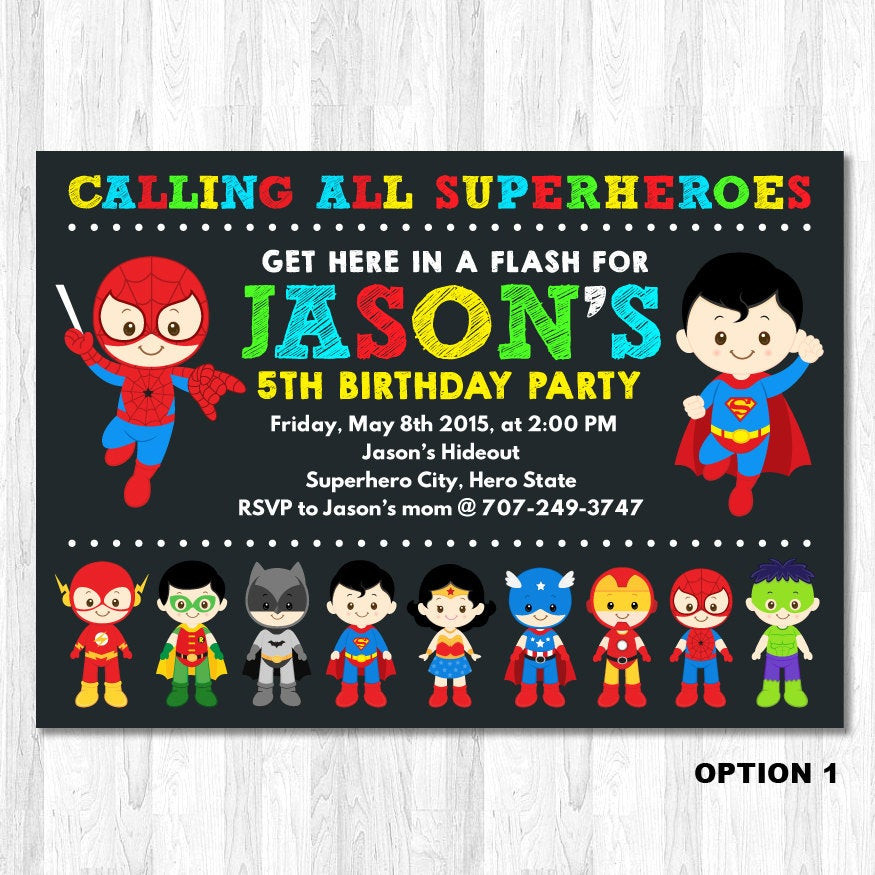 Superhero Birthday Invitation
 Superhero Invitation Superhero Birthday Invitation by
