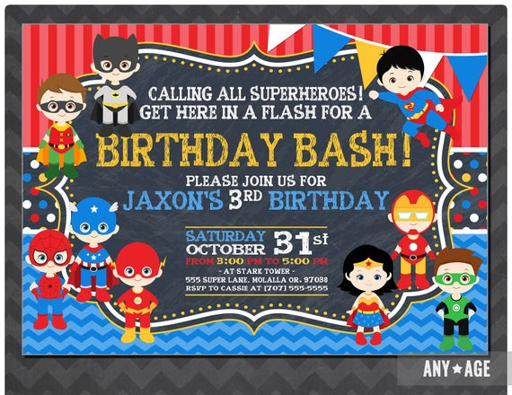 Superhero Birthday Invitation
 Superhero Birthday Invitation Personalized Superhero