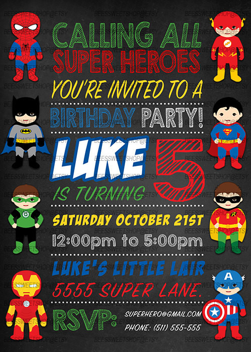 Superhero Birthday Invitation
 Superhero Birthday Invitations Printable Digital File