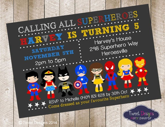 Superhero Birthday Invitation
 SUPERHERO BOY Invitation SUPERHERO Birthday by