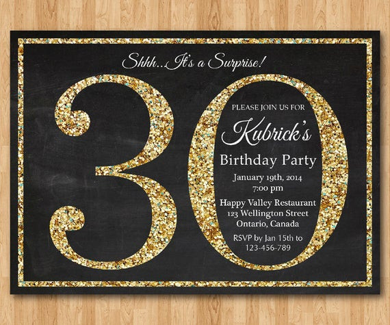 Surprise 30th Birthday Invitations
 30th birthday invitation Gold Glitter Birthday Party invite
