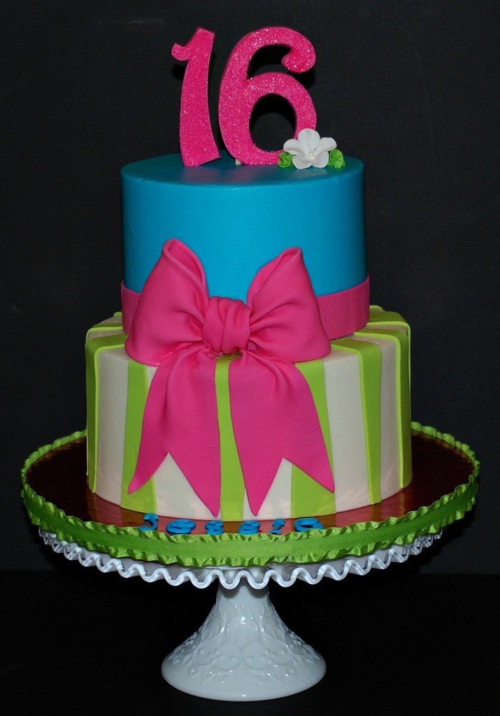 Sweet 16 Birthday Cakes
 The Bakery Next Door Bow & Stripe Sweet 16 Birthday Cake