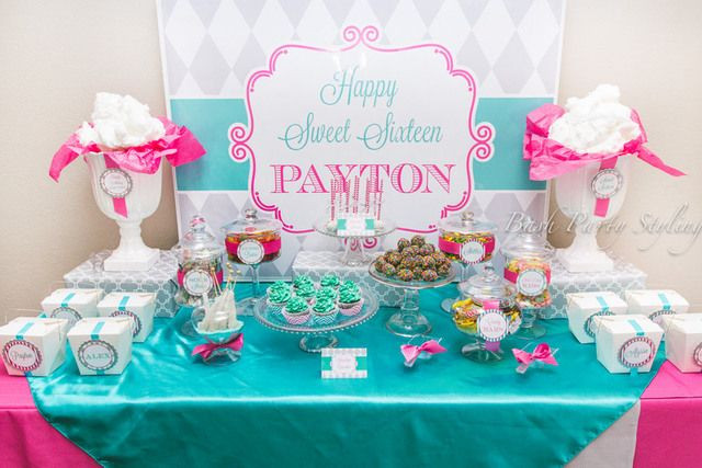 Sweet 16 Birthday Party Decorations
 Amazing dessert table at a Sweet 16 party See more party