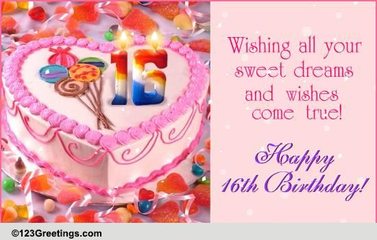 Sweet 16 Birthday Wishes
 Sweet 16th Birthday Free Milestones eCards Greeting