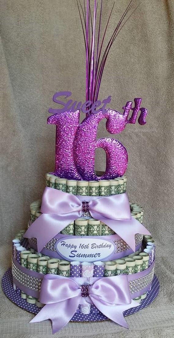 Sweet 16 Gift Ideas Girls
 Items similar to MONEY CAKE Medium "Sweet 16th Birthday" Unique and Fun Way to Give A Sweet