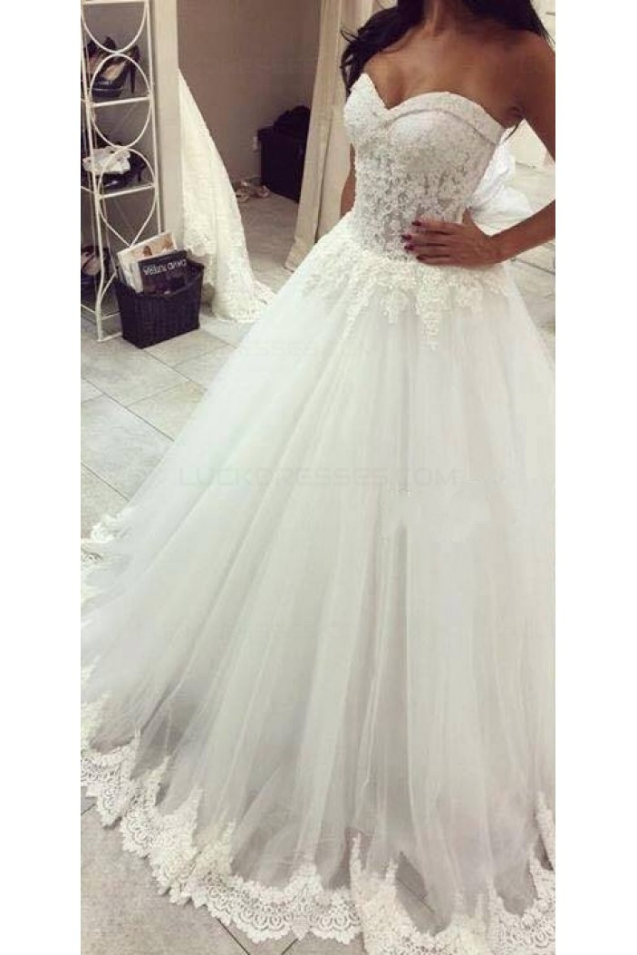 Sweetheart Wedding Gowns
 Ball Gown Sweetheart Lace Tulle Wedding Dresses Bridal