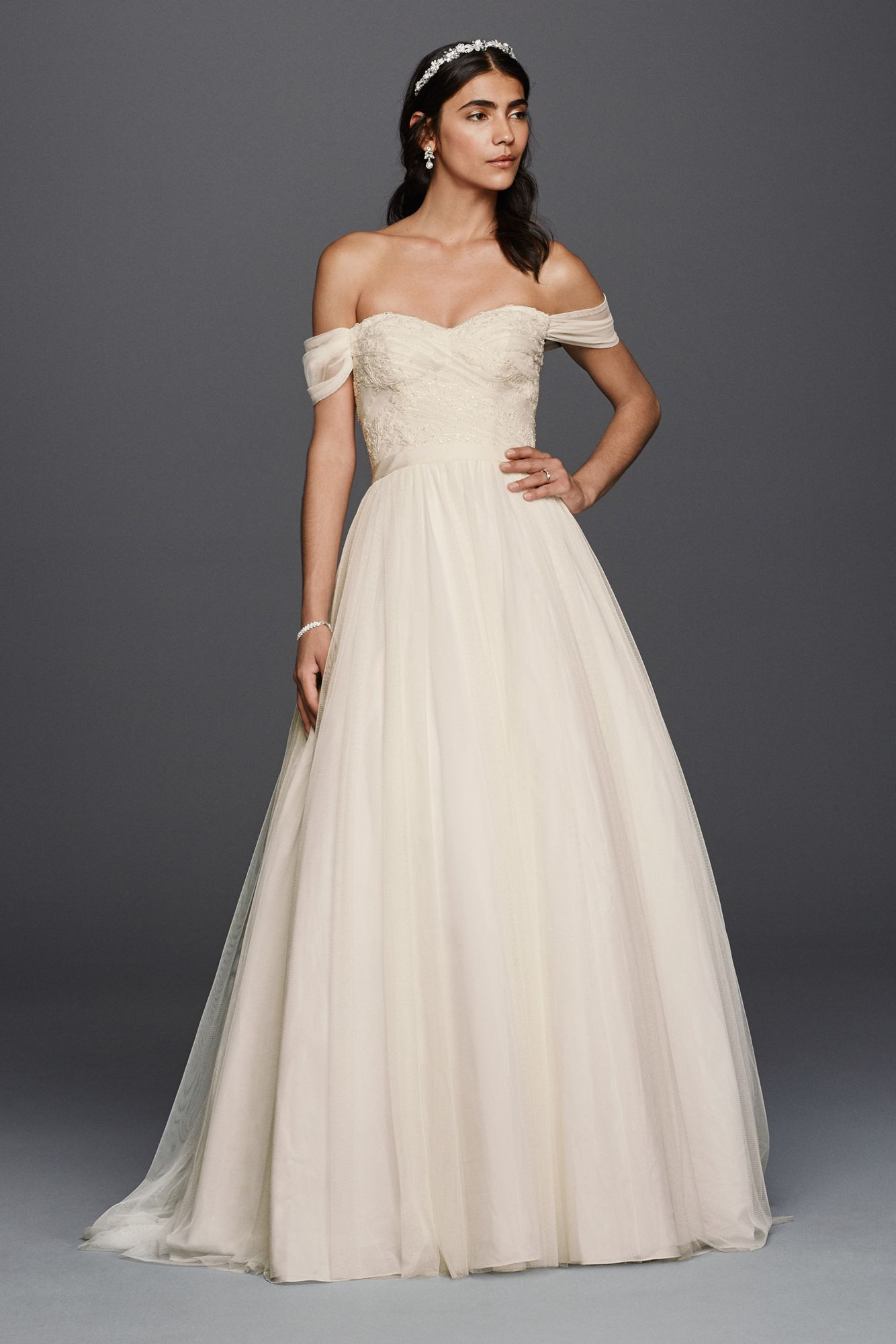 Sweetheart Wedding Gowns
 Tulle Beaded Lace Sweetheart Wedding Dress Style WG3785