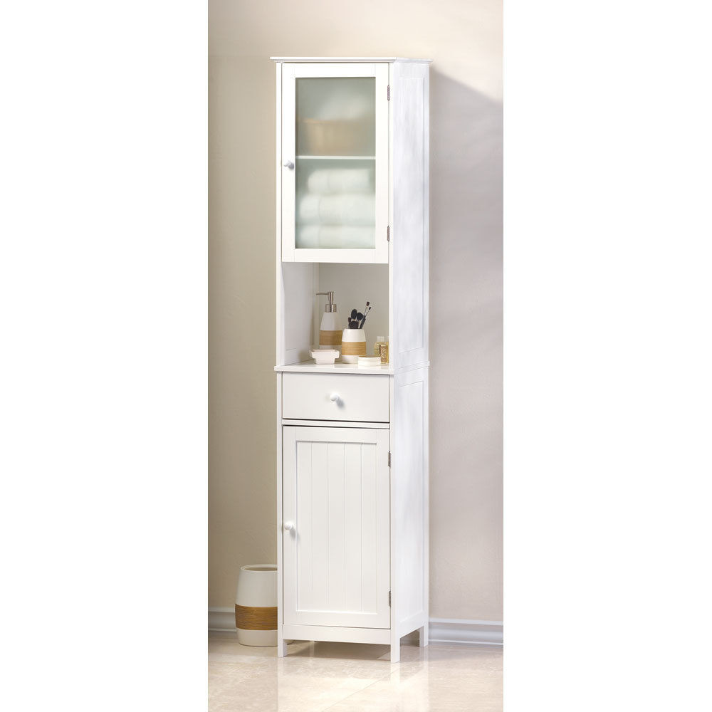 Tall Bathroom Storage Cabinets
 70 7 8” TALL LAKESIDE WHITE WOOD TALL STORAGE CABINET