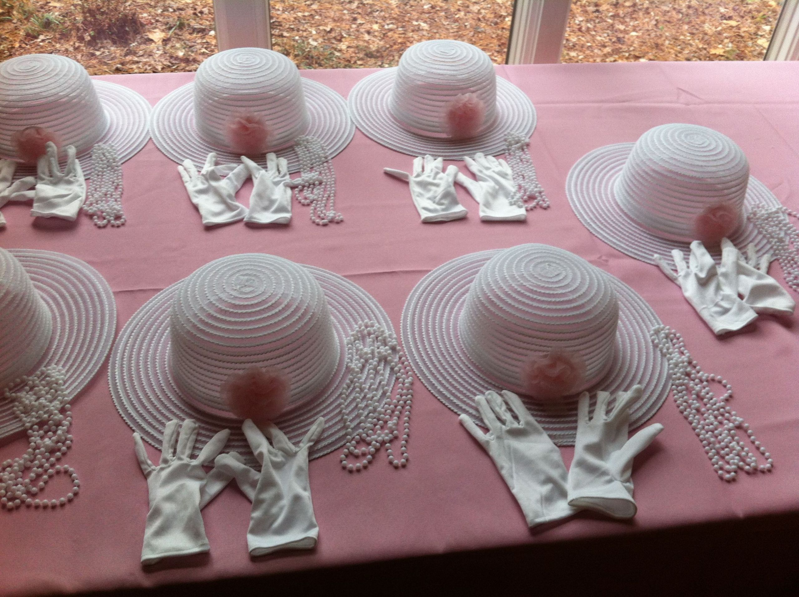 Tea Hat Party Ideas
 Tea Party hats gloves and Pearls