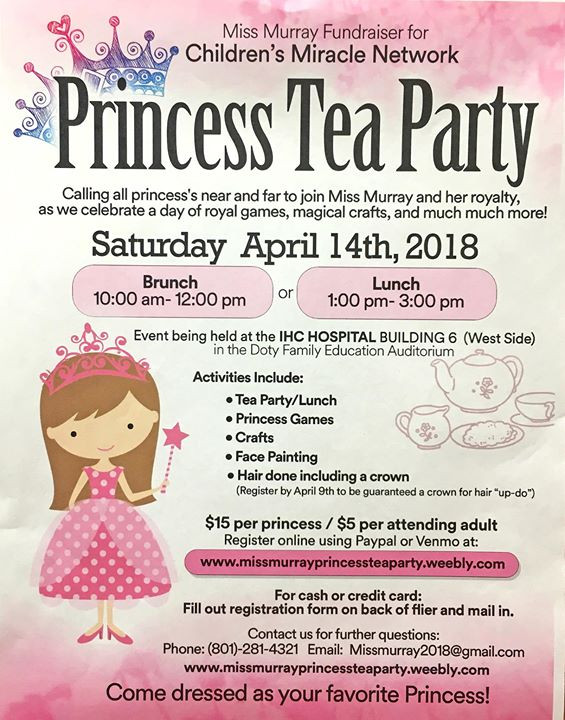 Tea Party Fundraising Ideas
 Miss Murray Princess Tea Party Fundraiser at IHC Hospital