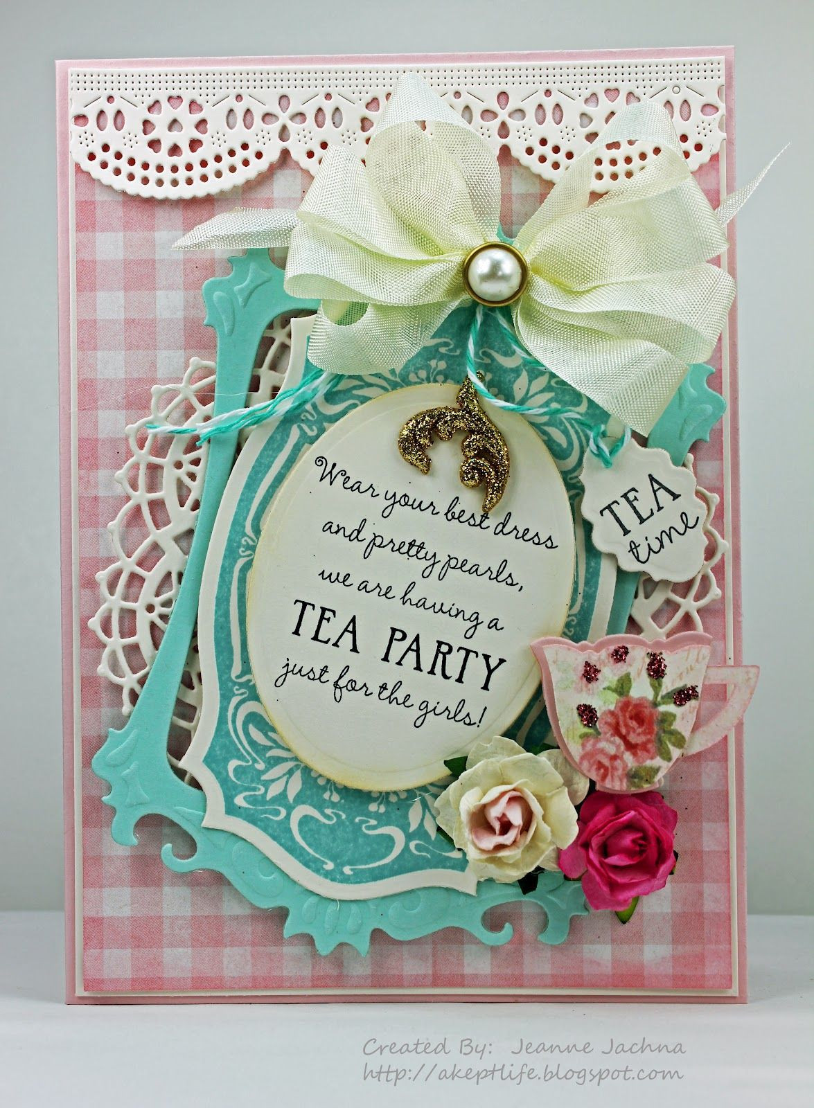Tea Party Invite Ideas
 3D Tea Party Invitations With White Ribbon And Red Rose on
