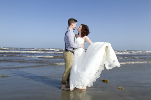 Texas Beach Weddings
 Sunset “Just Married” Session on the Beach The Pink Bride