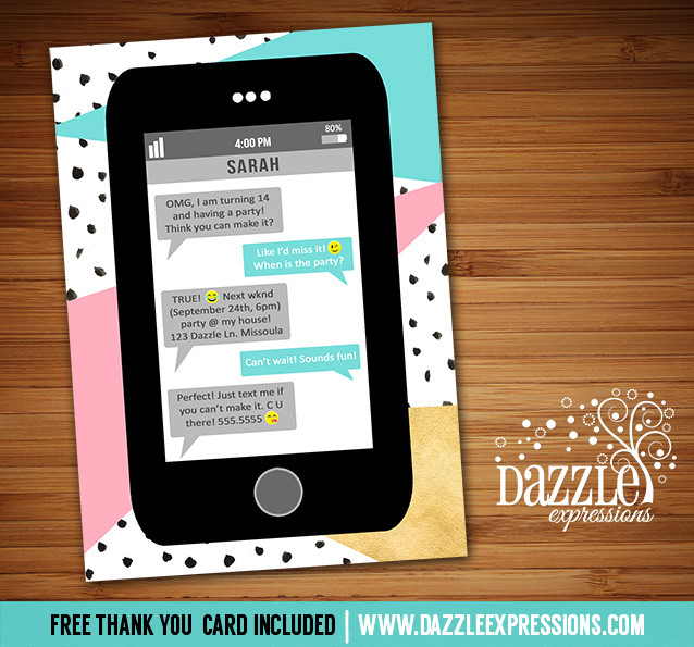 Text Message Birthday Cards
 Printable Cell Phone Text Message Birthday Invitation