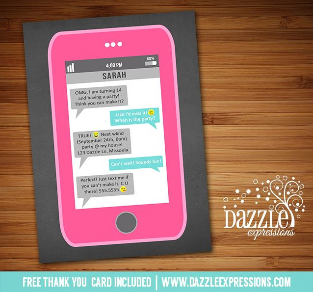 Text Message Birthday Cards
 Printable Cell Phone Text Message Birthday Invitation