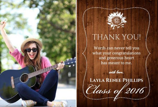 Thank You Gift Ideas For Graduation Party
 Wood grain photo graduation thank you card available on