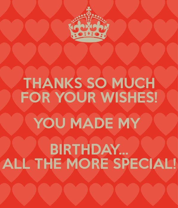 Thanks For Your Birthday Wishes
 THANKS SO MUCH FOR YOUR WISHES YOU MADE MY BIRTHDAY