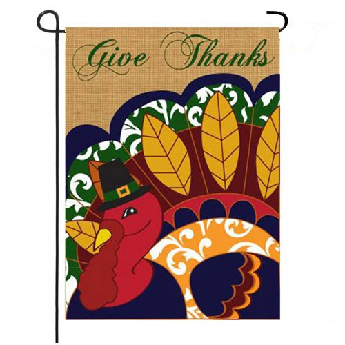 Thanksgiving Garden Flags
 Give Thanks Thanksgiving Garden Flag