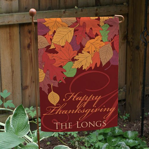 Thanksgiving Garden Flags
 Personalized Happy Thanksgiving Garden Flag Autumn Leaves