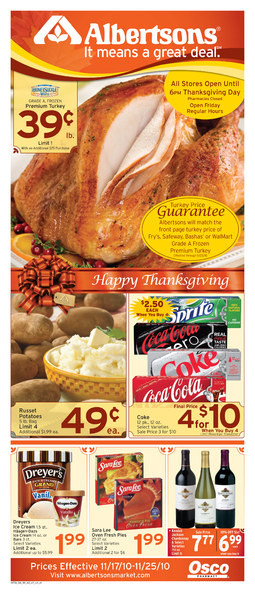 Thanksgiving Turkey Prices
 Alicia s Deals in AZ The Thanksgiving Grocery Ads This Week