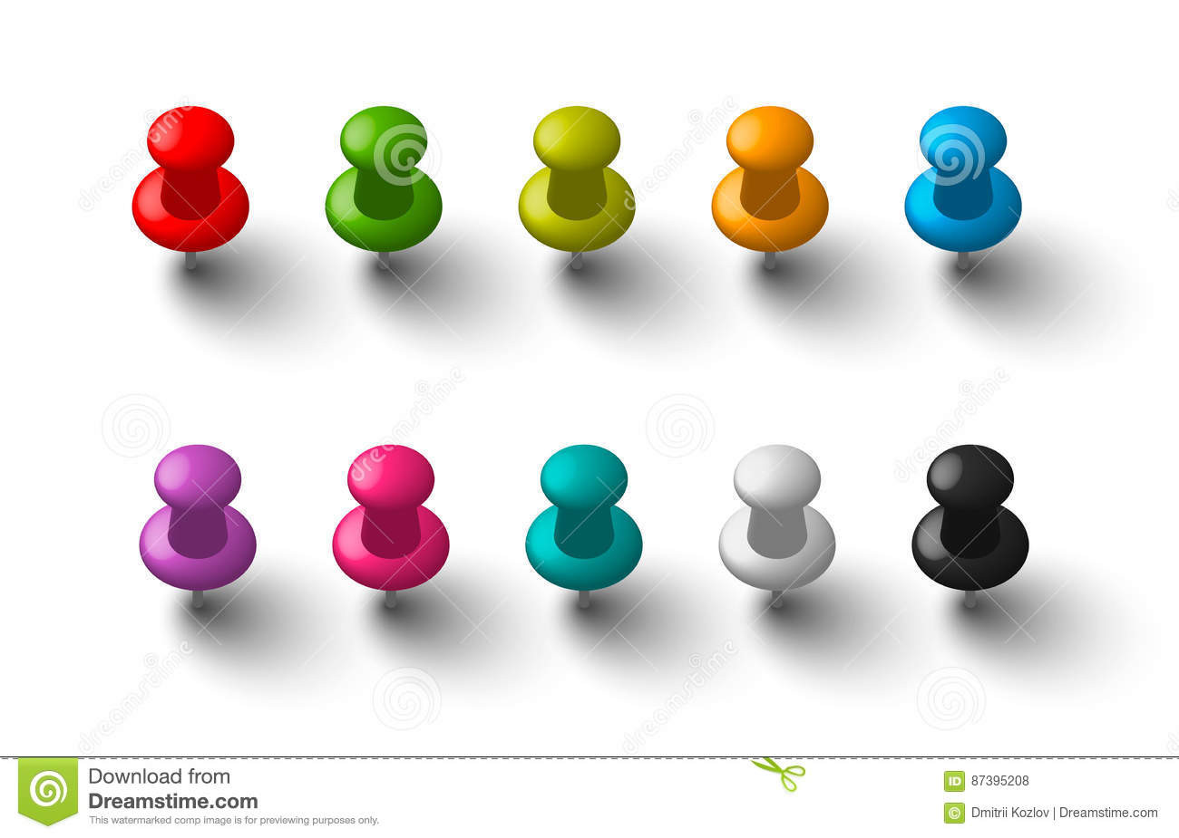 The Office Pins
 fice Push Pins Coloured Thumbtacks Royalty Free Stock