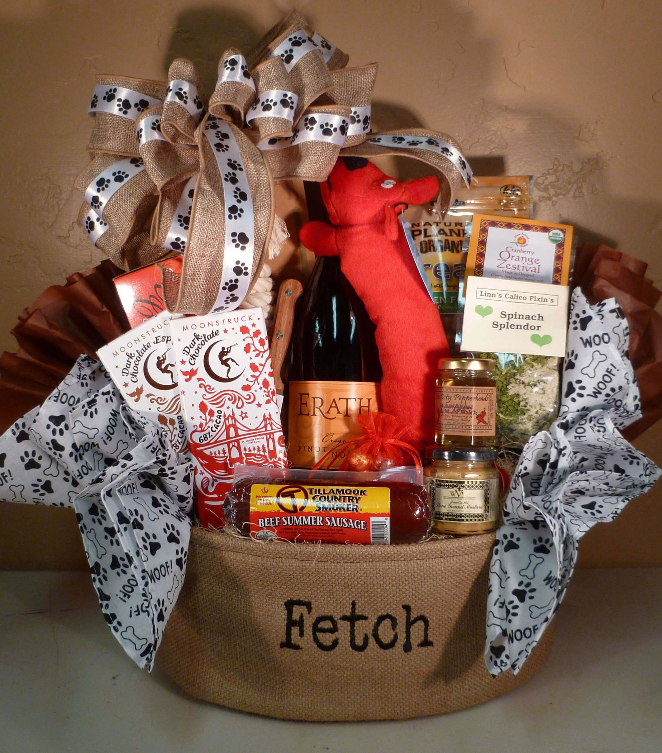Themed Gift Basket Ideas
 Dog Themed basket for raffle idea mix of treats for