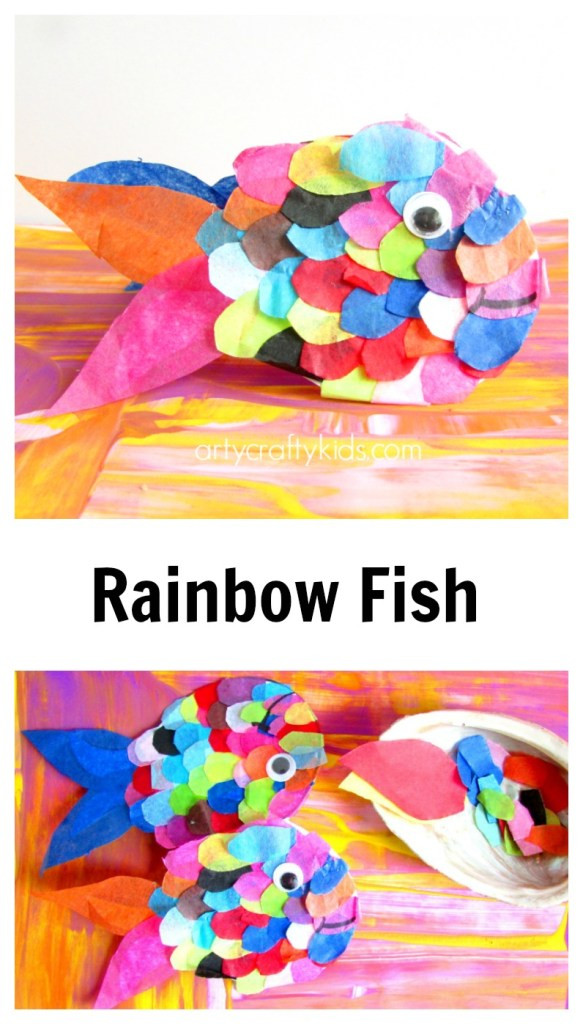 Toddler Art Craft
 Tissue Paper Rainbow Fish Arty Crafty Kids