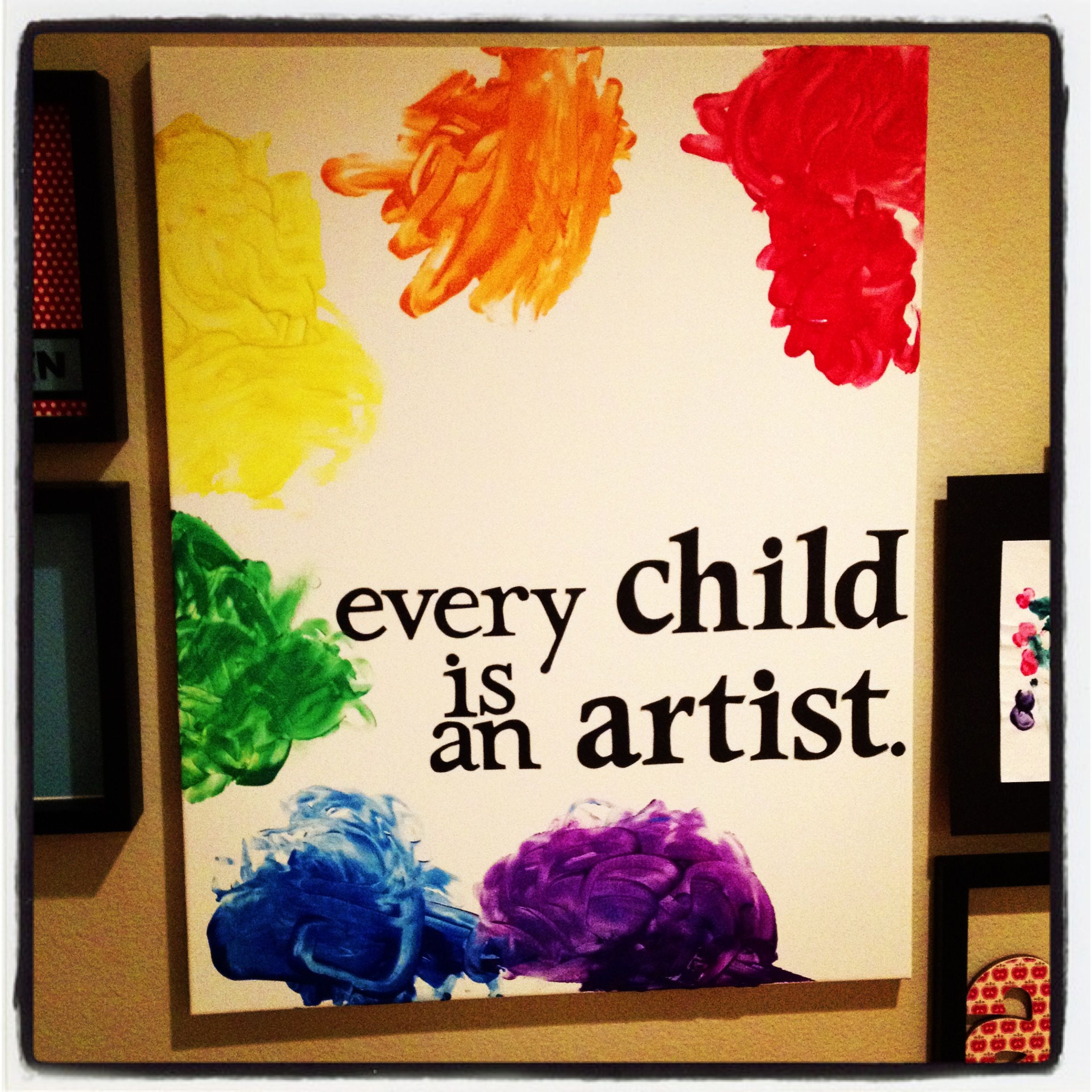 Toddler Artwork Ideas
 Picasso quote letting your 9 month old fingerpaint