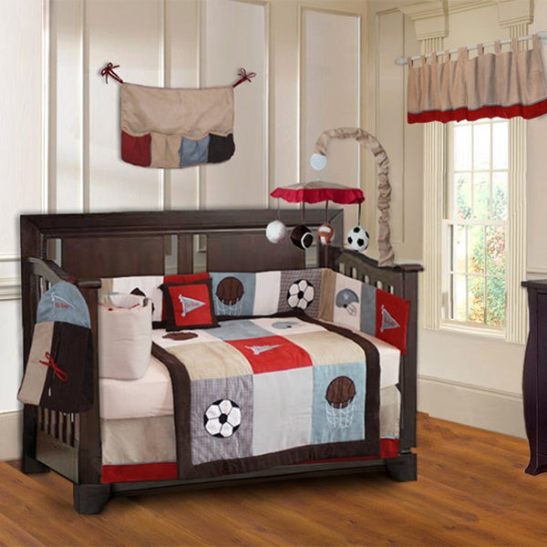 Toddler Bedroom Sets For Boy
 Shop BabyFad Go Team 10 piece Baby Boy Sports Crib Bedding