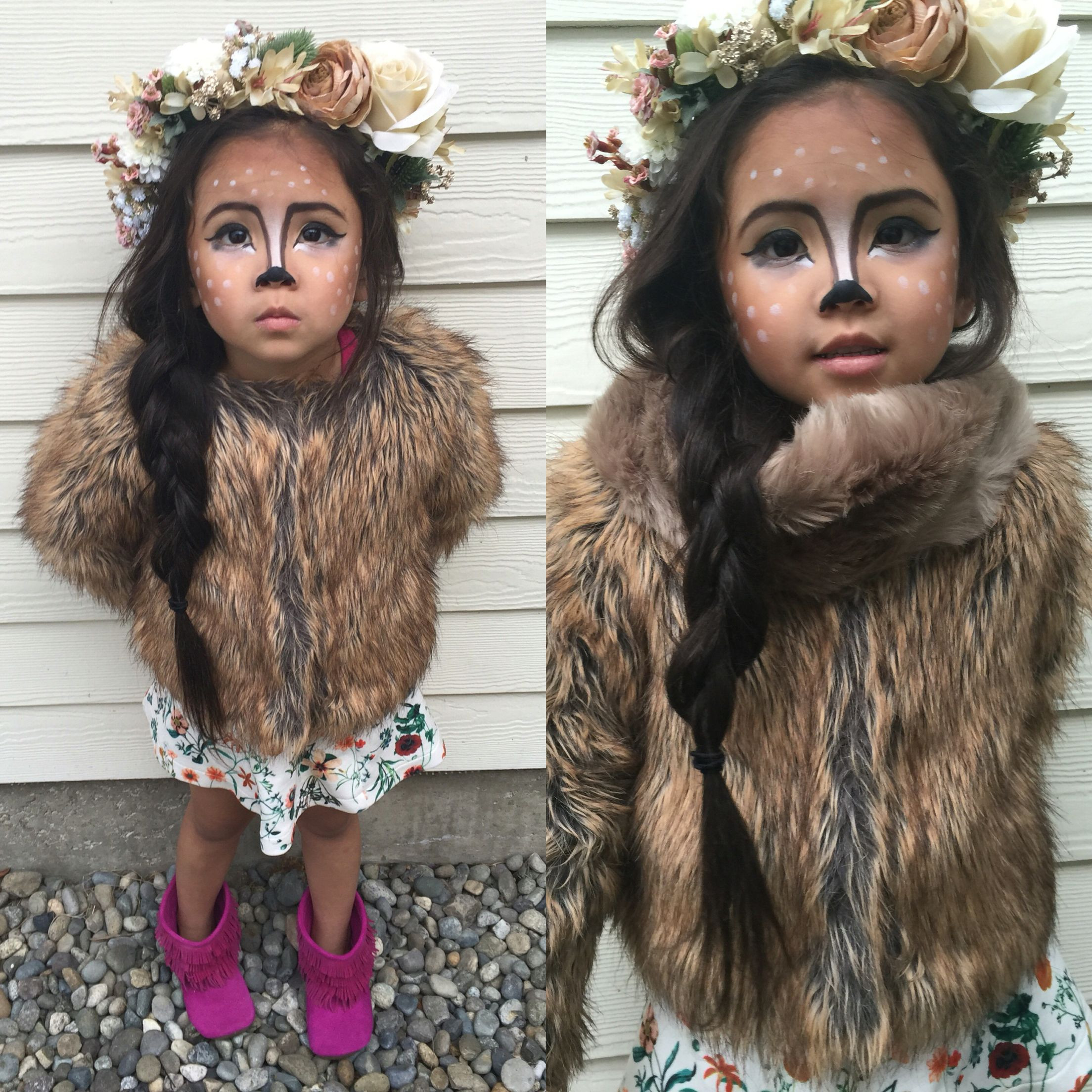 Toddler Deer Costume DIY
 Deer fawn toddler make up for Halloween Kenziejaws fall