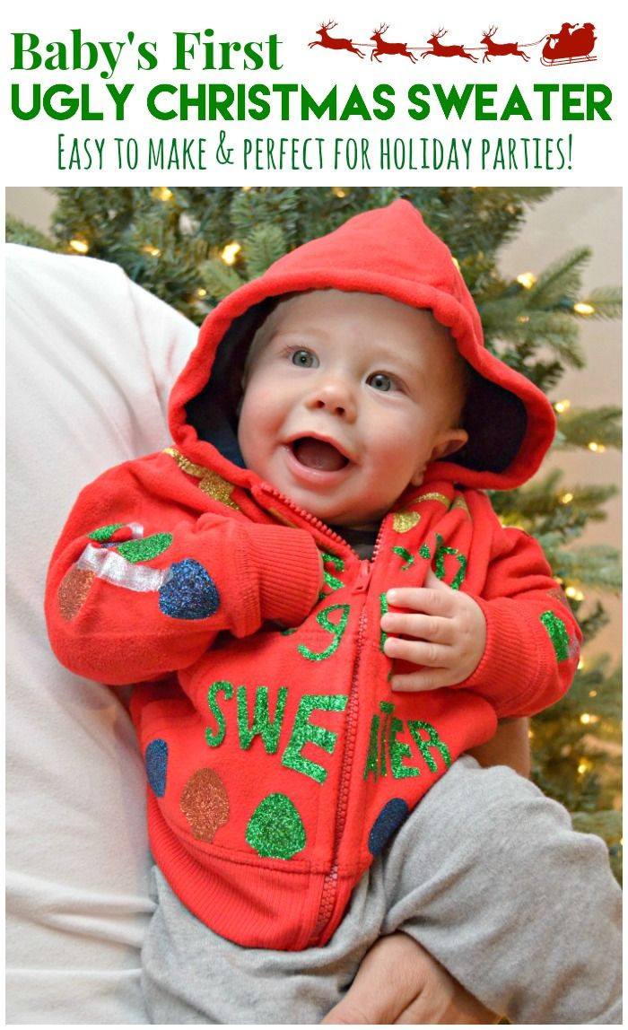 Toddler Ugly Christmas Sweater DIY
 DIY Baby s First Ugly Christmas Sweater using