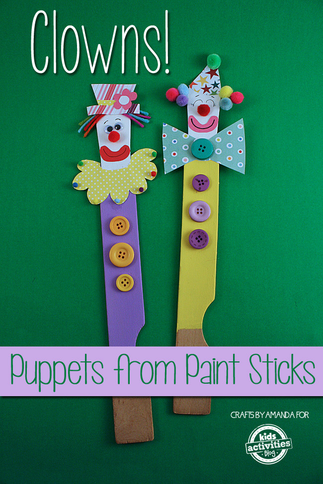Toddlers Craft Activities
 Paint Sticks Clown Puppets