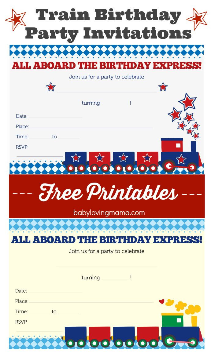 Train Birthday Invitation
 Train Birthday Party Invitations Free Printables