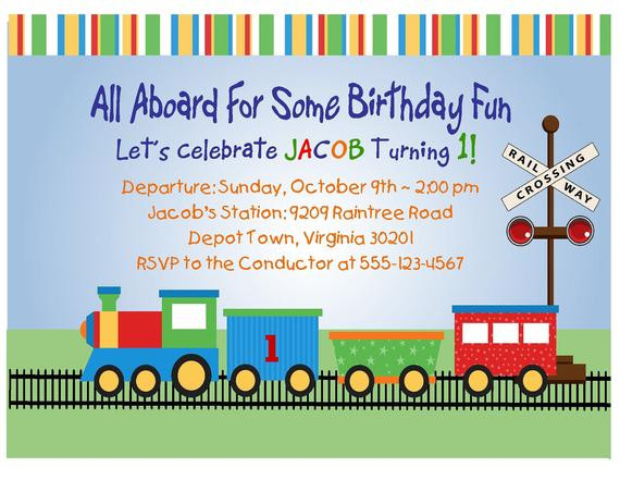 Train Birthday Invitation
 TRAIN INVITATION 1st Birthday Printable Digital File First