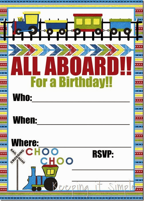 Train Birthday Invitation
 Keeping it Simple Train Boy Birthday Party Ideas Games