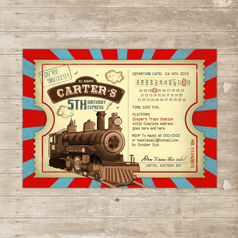 Train Birthday Invitation
 Vintage Train Invitation Steampunk Birthday Invite