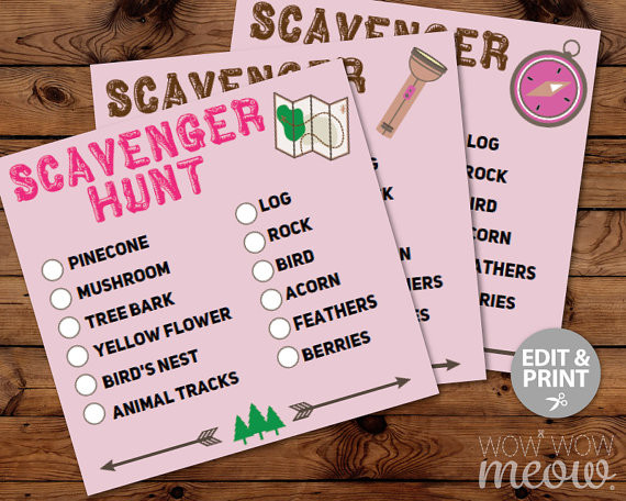 Treasure Hunt Birthday Party
 Glamping Camping Scavenger Hunt Cards Birthday Party Activity