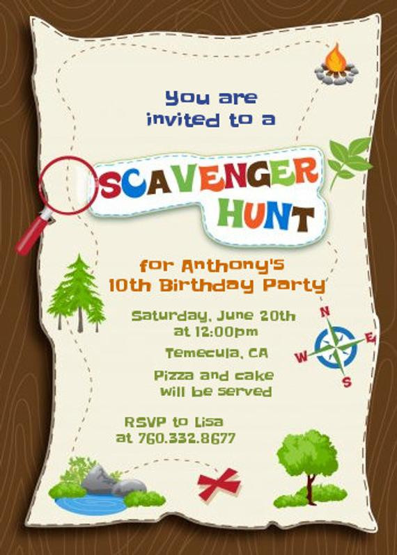 Treasure Hunt Birthday Party
 Scavenger Hunt Printable Birthday Party by CandlesandFavors
