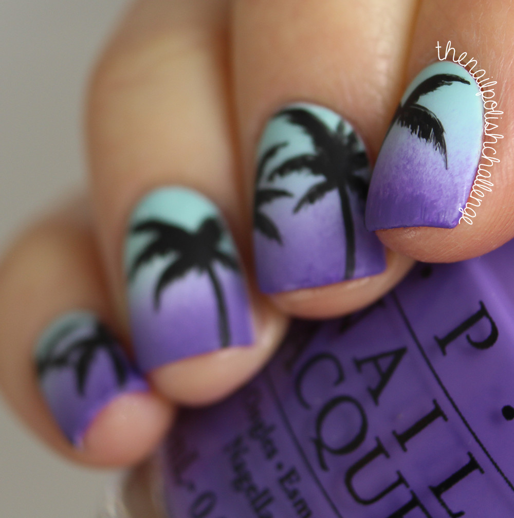 Tree Nail Designs
 Kelli Marissa Inspired Sunset Gra nt Palm Tree Nail Art