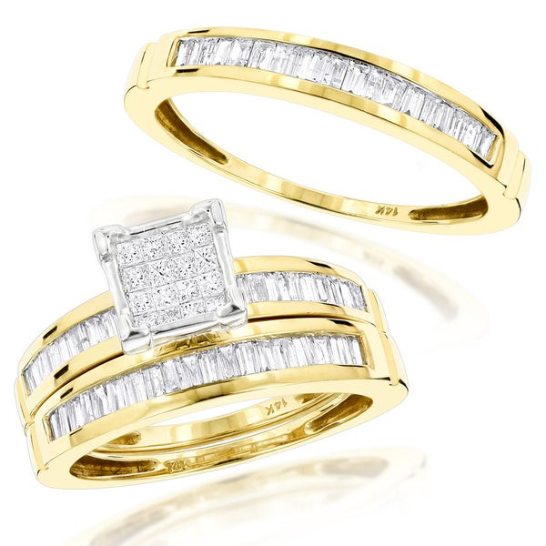 Trio Wedding Ring Sets
 Shop Luxurman 14k Gold 1 3 5ct Trio Diamond Engagement