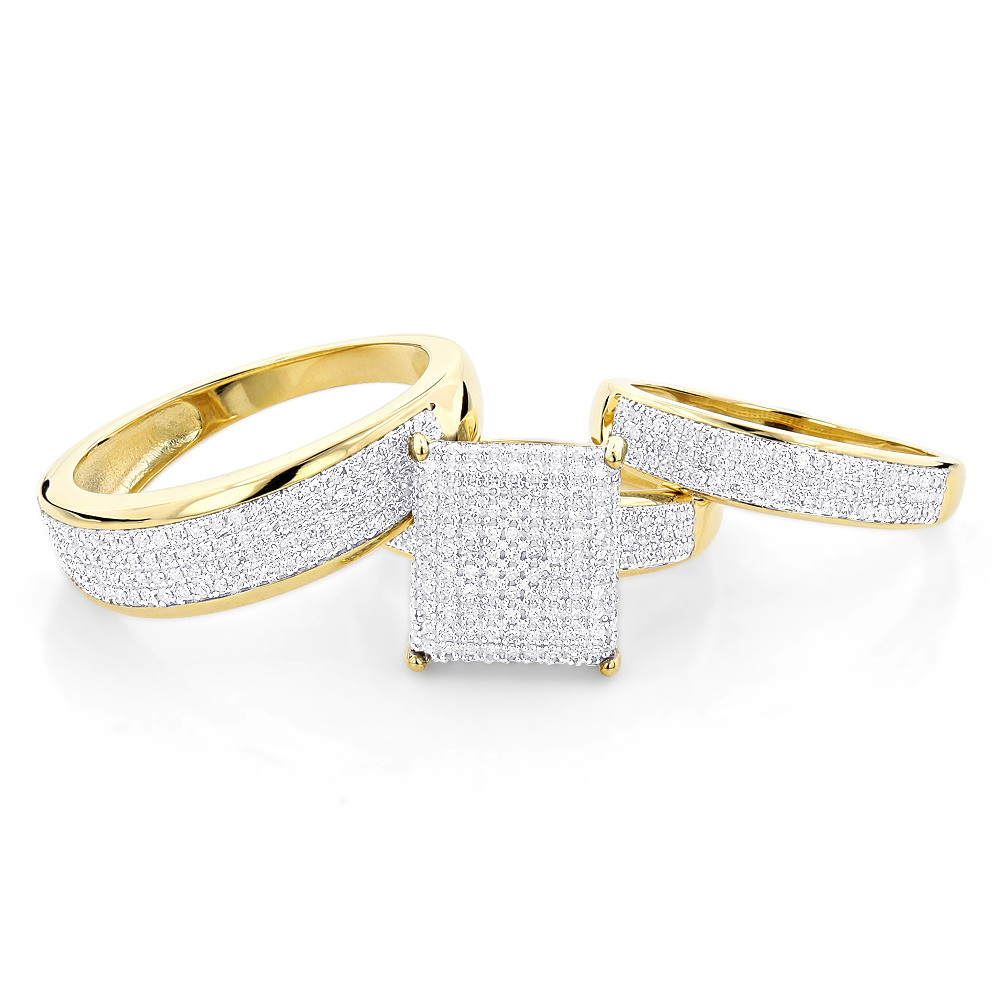 Trio Wedding Ring Sets
 Affordable Trio Ring Sets Diamond Wedding Ring Set 1 25ct