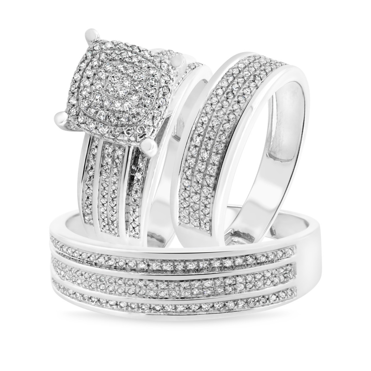 Trio Wedding Ring Sets
 3 4 Carat T W Diamond Trio Matching Wedding Ring Set 14K