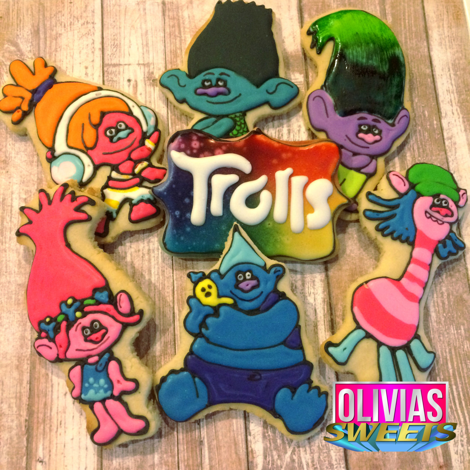 Trolls Sugar Cookies
 TROLLS SUGAR COOKIES Decorated Cookie Gift Set of 14