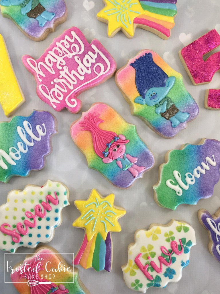 Trolls Sugar Cookies
 Rainbow Colored Trolls Birthday Party Sugar Cookies — The