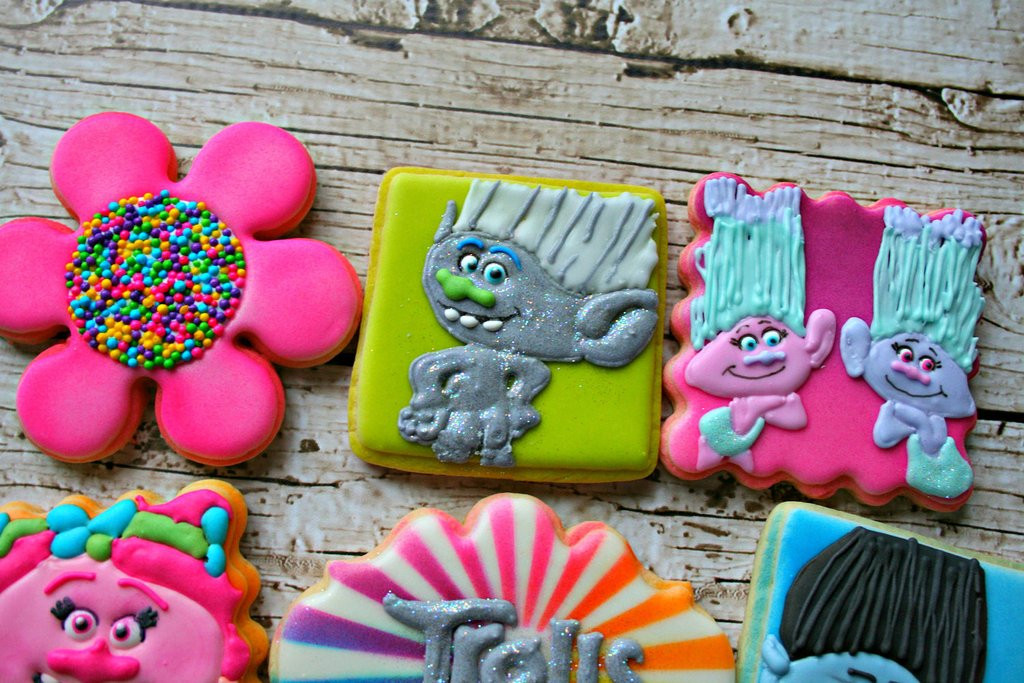 Trolls Sugar Cookies
 Trolls Birthday Party Sugar Cookies Poppy Branch Guy