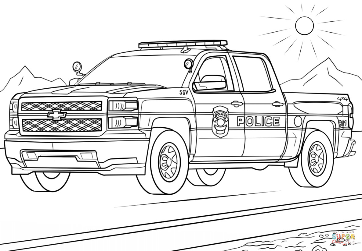 Truck Coloring Pages For Kids
 Police Truck coloring page