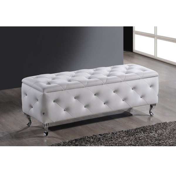 Tufted Bench Storage
 Baxton Studio Ning White Modern Crystal Tufted Upholstered